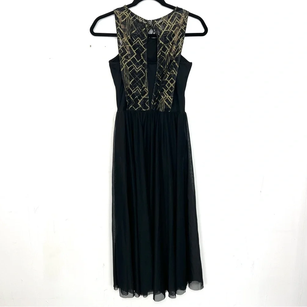 Weissman Dance Costume‎ Black Gold Great Gatsby Dress Bodysuit MA-Medium adult